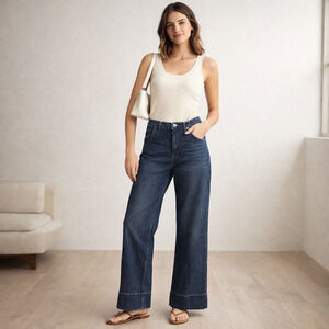 Pilcro Anthropologie The Rylan Wide Leg Jeans Womens 28 Blue High Rise Stretch